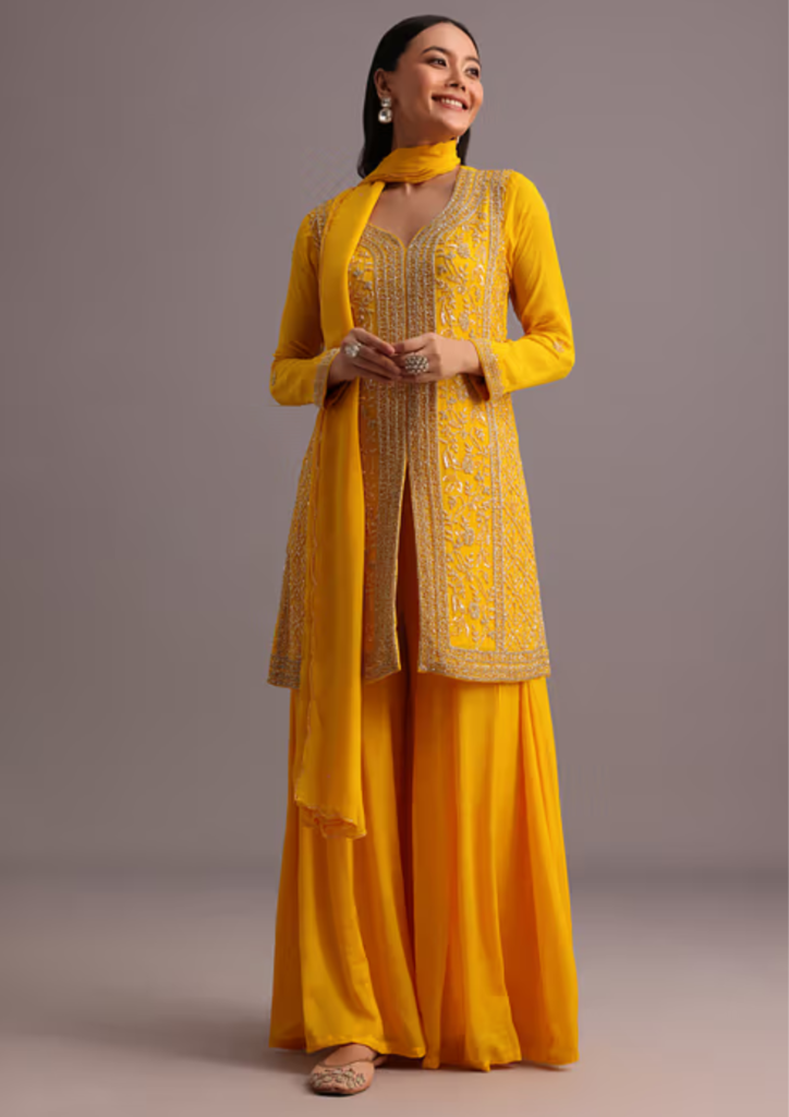 Haldi Outfit for Bride: Palazzo and Kurti Set
